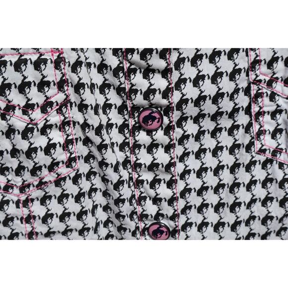 Cruel Girl Womans L/S Pearl Snap Button Shirt Sz XL Black-Geometric /Western - Picture 4 of 5